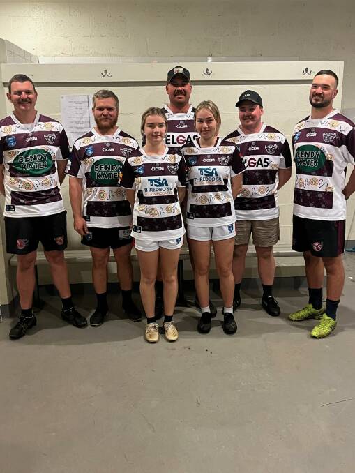 RESPECT: Tathra Sea Eagles players from all three senior grades display their Indigenous round jumpers in preparation for this weekend's home games. Photo: Supplied