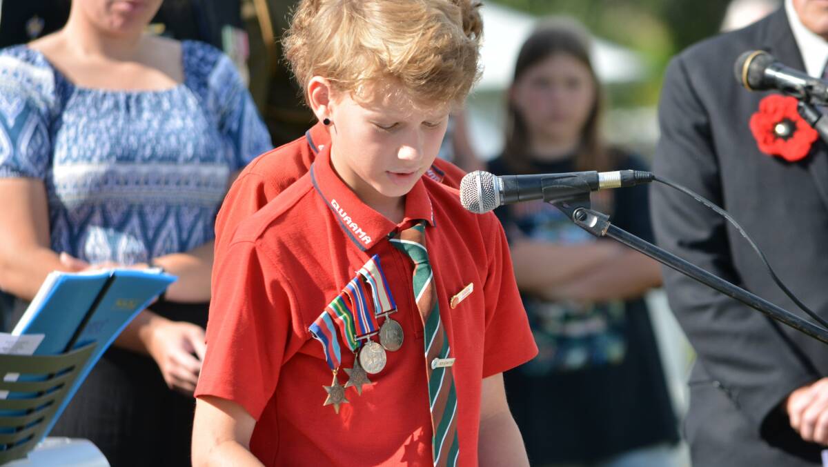Quaama PS pupil Harper shares the story of his great-grandfather, Ron Stanton. Photo: Ben Smyth