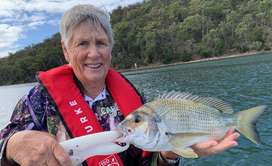 MBGLAC member Merrily Bell with a bream caught in Pambula Lake system. Picture supplied