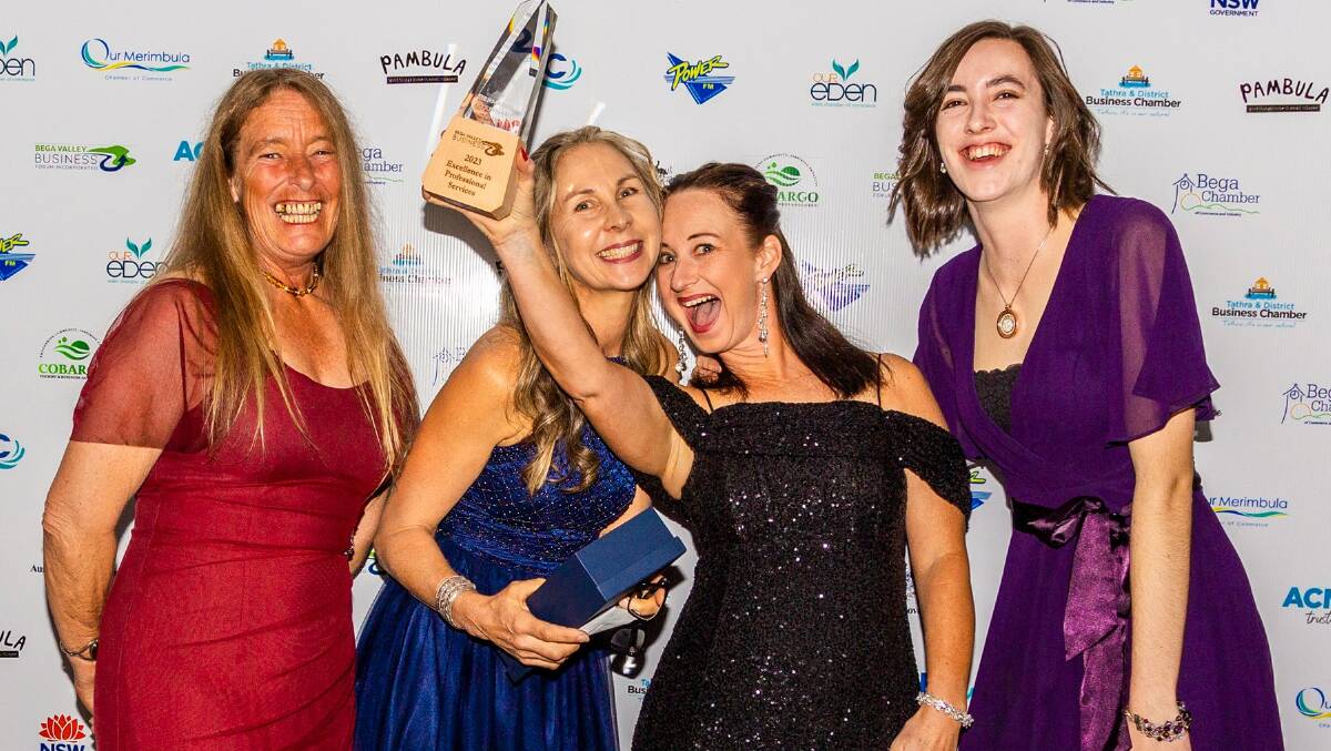 At the 2023 Bega Valley Business Awards are the winners of Excellence in Professional Services - Bermagui Veterinary Services. Picture by Robert Hayson
