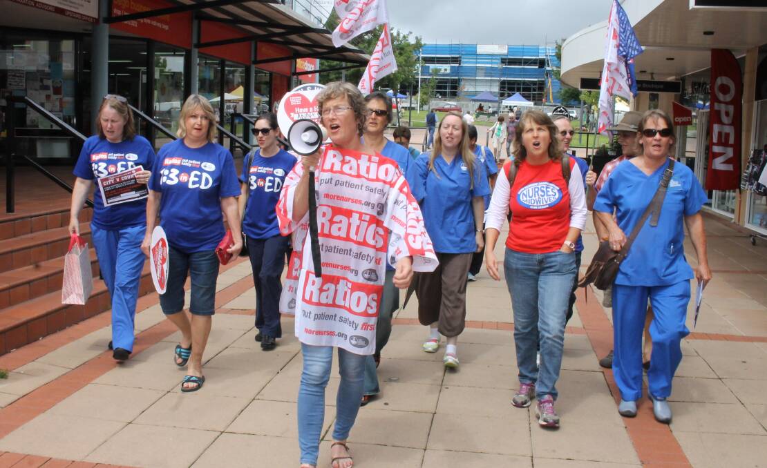 NSW Nurses and Midwives Association members from the Far South Coast at a 2015 rally. Following what they say is repeated ignoring of their calls for safer rations, a statewide strike is taking place on February 15.