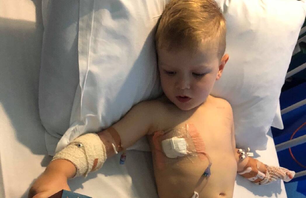 Chayse has had a shunt inserted in his chest ahead of chemotherapy.