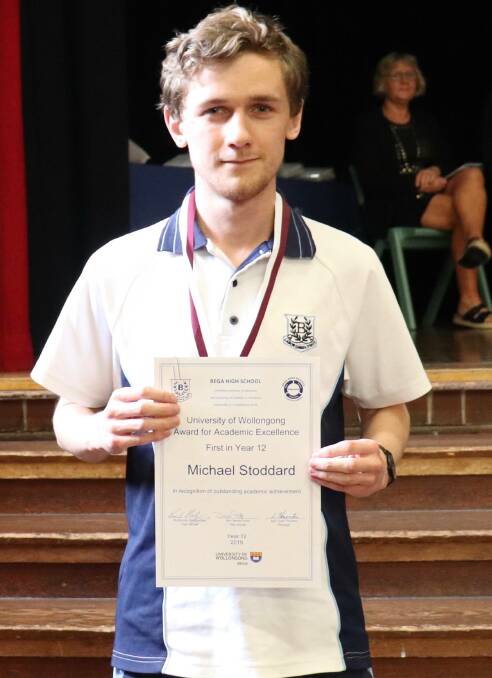 Bega High's First in Year 12 and recipient of the UOW Award for Academic Excellence Michael Stoddard.