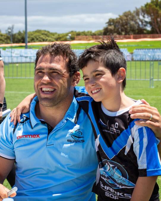 Finucane and his new Cronulla Sharks team-mates meet fans during a club Christmas party on the weekend. Photo: Sharks Media