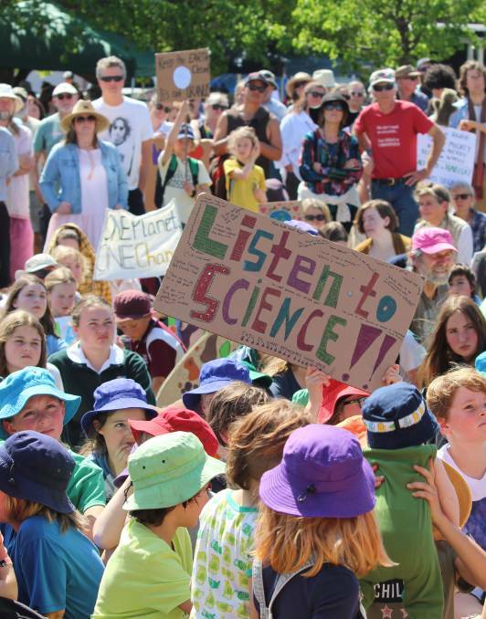 CALLING FOR ACTION: Around 500 protesters of all ages gather in Littleton Gardens, Bega on September 20 to support the Schools Strike 4 Climate.
