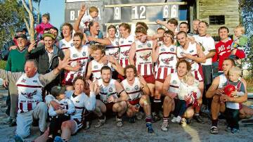 The Tathra Sea Eagles' 2012 premiership-winning team celebrates its third consecutive grand final victory. This year the club will celebrate the 10th anniversary reunion of the "three-peat".