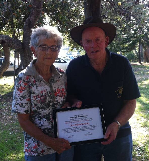 HONOURED: Colleen and Allan Elton with their life membership of the Bega Valley Advocates for Timor Leste.