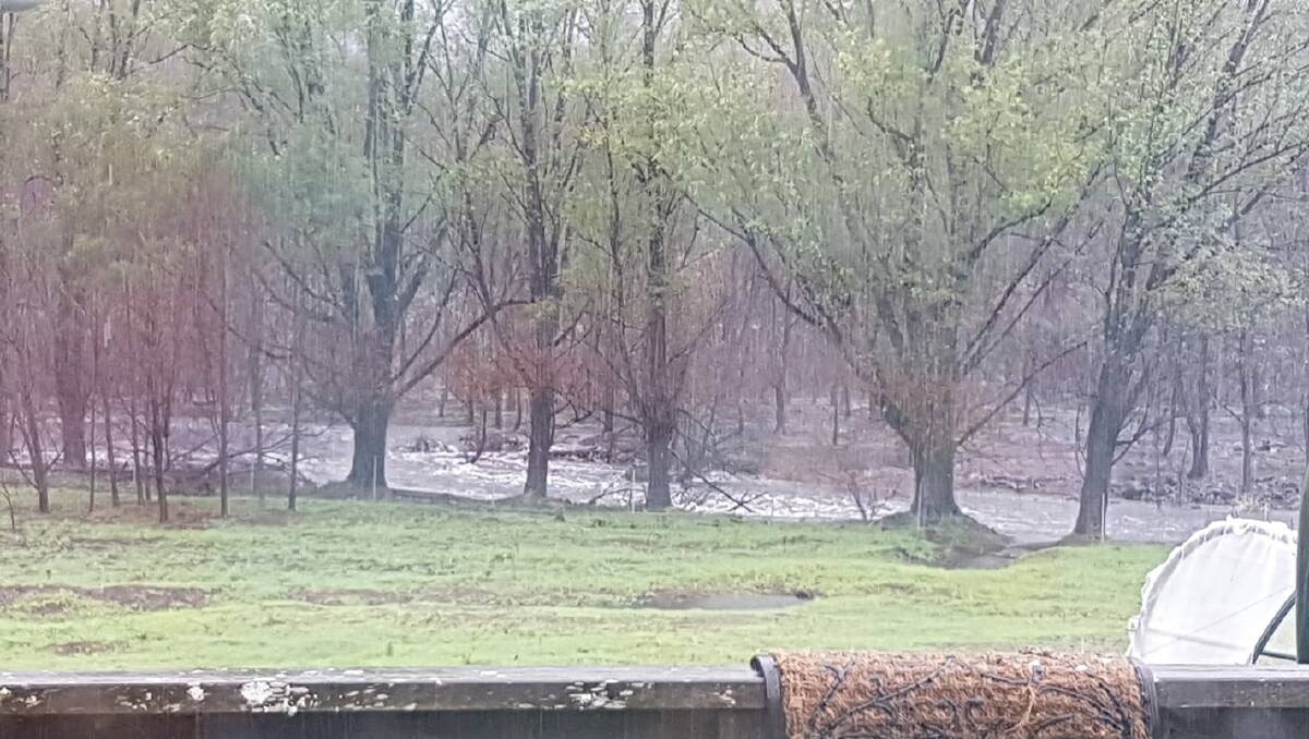 Storm water rushes through fire-ravaged Yankees Gap Rd on Monday. Photo submitted by Linda Jane Rehwinkel