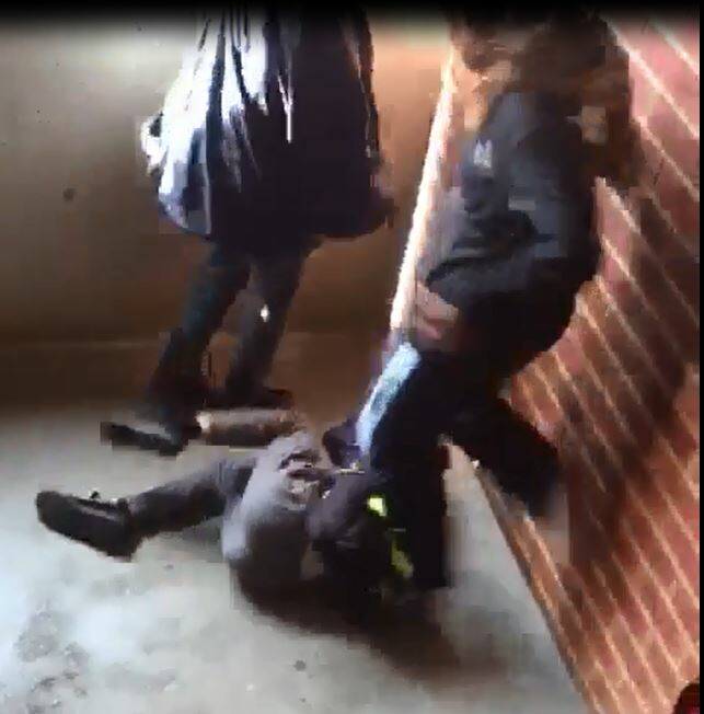 A still image from a video showing an attack on a young Bega High School girl by a fellow student.