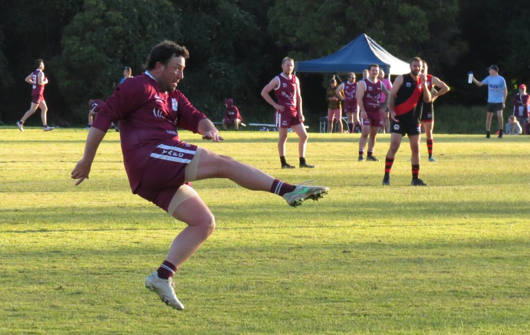 Tathra's Luke Taylor kicked eight majors in his side's win over Bega at the weekend. Photo: Shirley Rixon