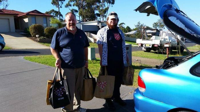 Salvation Army reps delivers care packages to fire-affected people in the Wyndam and Myrtle Mountain areas.