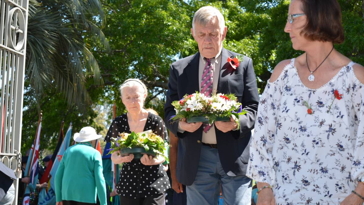 British Army veteran Major Philip Hothersall lays a wreath at the Bega Remembrance Day service. Picture: Ben Smyth