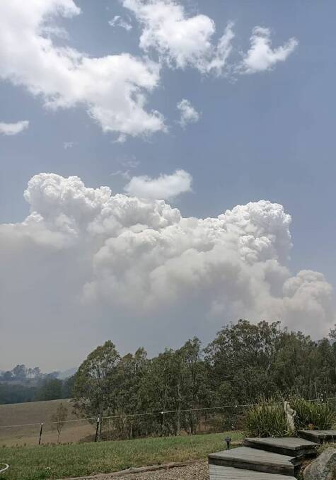 Pyrocumulus clouds over the Postmans Trail fire as seen from Mogilla. Photo: Tim Shinnick