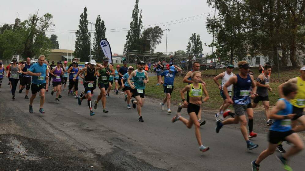 AND THEY'RE OFF: Runners in the 2017 Bega Fun Run set off on the 10km event.