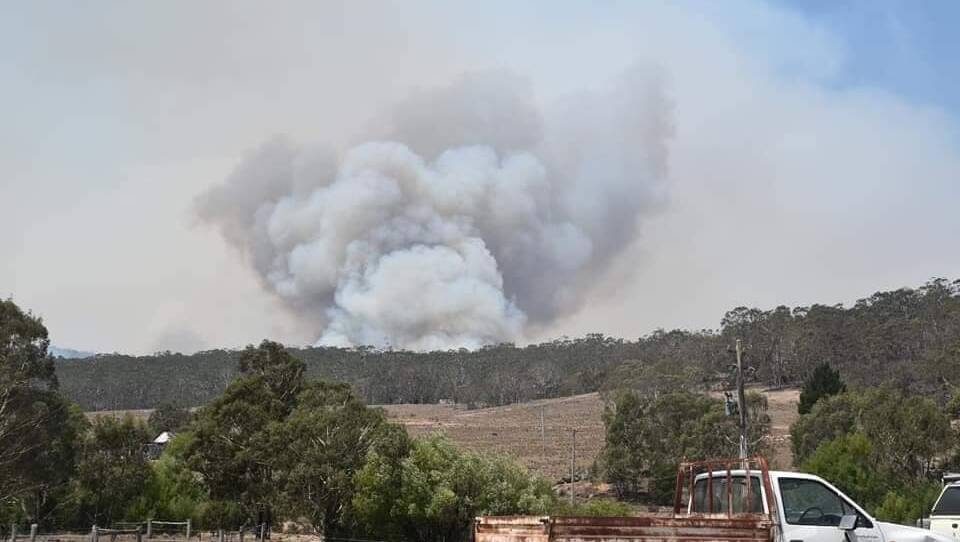 OUT OF CONTROL: A smoke plume over Creewah captured by a Bombala Times reader on Sunday. Picture: Supplied.