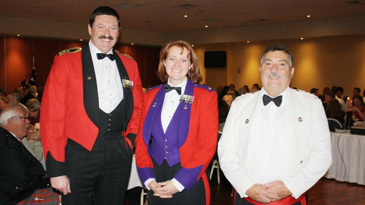 Regimental dining-in nights were a regular highlight for the troop. At the 2012 event are then-Member for Eden-Monaro Colonel Mike Kelly, guest speaker Major Tamara Foxall and troop commander Captain Gary Berman.