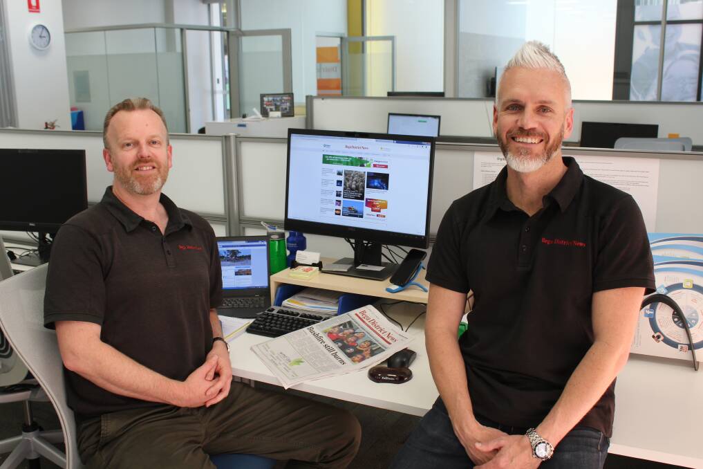 VALUED QUALITY: Bega District News editor Ben Smyth and sales manager Tim Shinnick invite readers to continue supporting local journalism.
