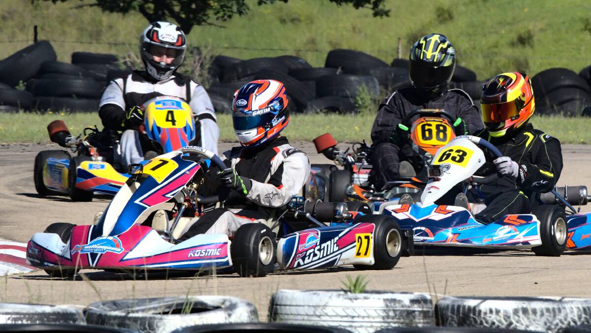 REVVED UP: On-track karting action during the 2020 Sapphire Cup. Photo: Andrew Larkin