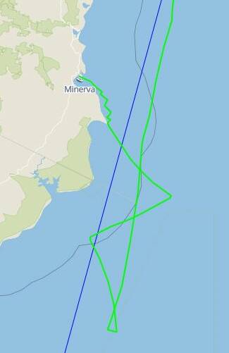 Minerva retires to Eden after rudder trouble in Bass Strait. Image: Rolex Sydney to Hobart tracker