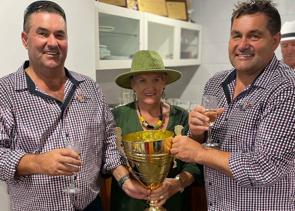 Barbara Joseph with Matt and Paul Jones celebrate their win in Sunday's Bega Cup. Picture courtesy of Joseph Jones Racing
