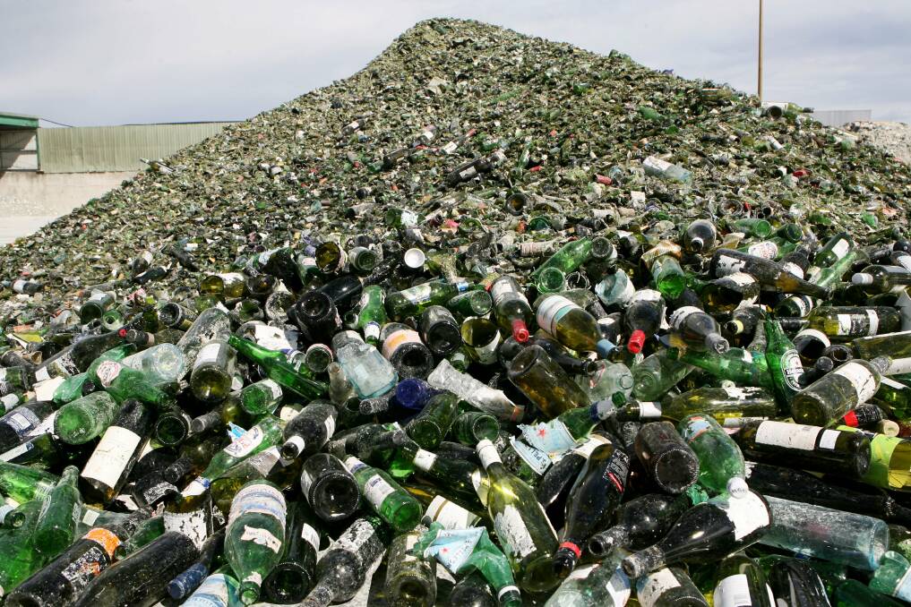 Glass bottles on their way to being recycled at the VISY plant in Broadmeadow. Fairfax file photo.