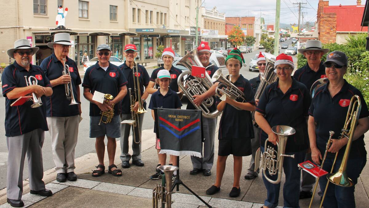 The Bega District Band play Christmas Carols around town during 2018 festivities.