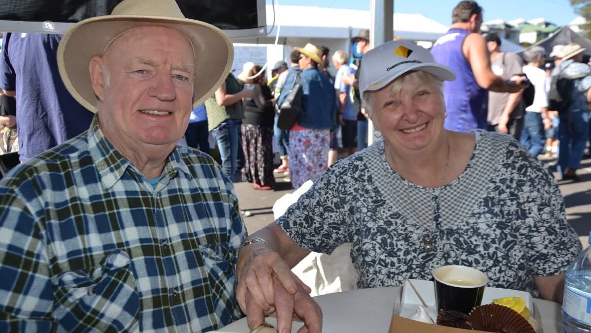 Raymond and Victoria Clements of Quaama enjoy the food and atmosphere at the recent Narooma Oyster Festival.