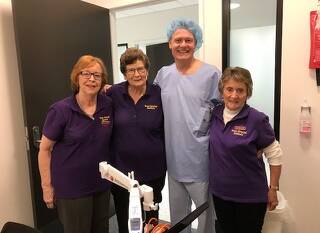Bega Hospital Auxiliary members Gillian Franklin, Anne Sheedy and Lyn Murphy with Dr Duncan Mackinnon at the South East Regional Hospital.