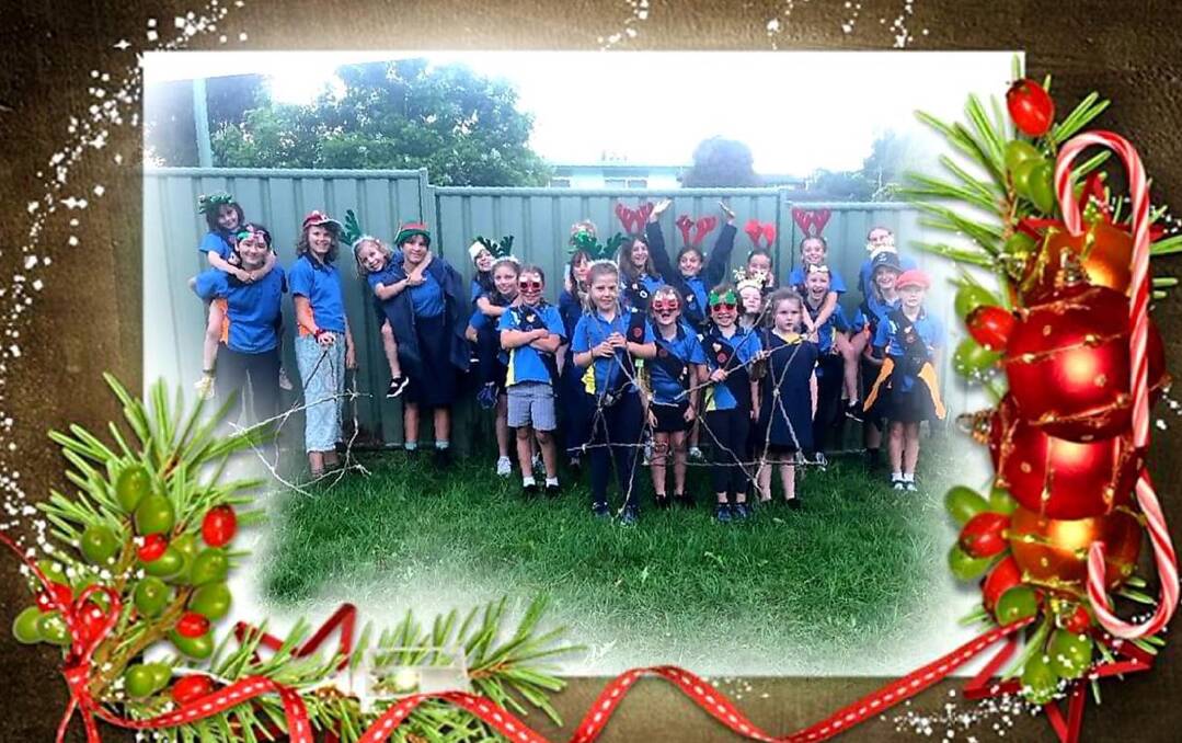 Senior and pre-junior Girl Guides from the Bega branch with some bush Christmas "stick stars" they have made in preparation for Sunday's carols night. Photo: supplied