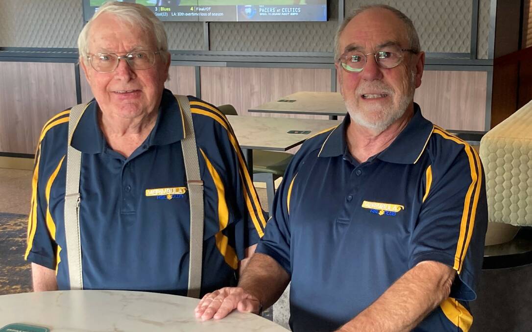 New Merimbula RSL Club board president Phil Cheek with retiring president Graeme Williams in the newly-renovated Ross Jones Sports Lounge. Picture supplied