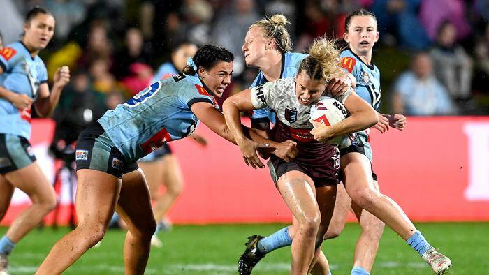 Millie Boyle (left) was one of the Sky Blues best on Friday night. Photo: NSWRL