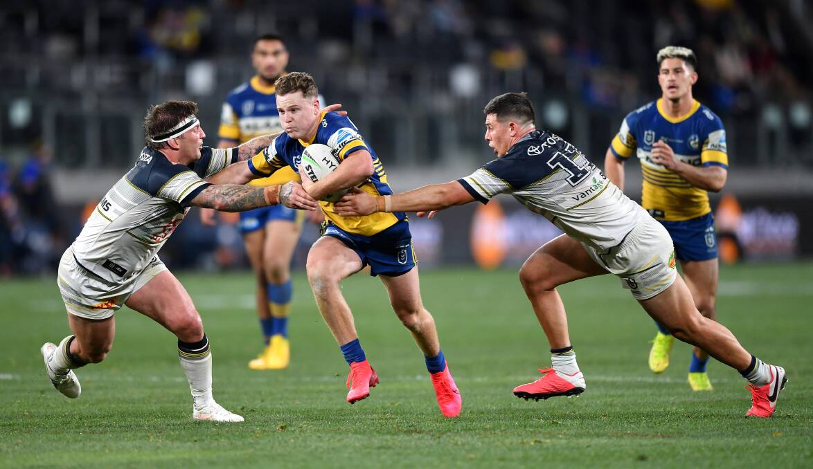 Shellharbour's Jai Field makes a run for the Eels against the Cowboys. Photo: NRL Imagery/Gregg Porteous