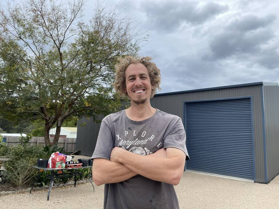 Malt Man, Eric Blue, stands in front of the recently built shed which is about to be kitted out with his brewing system. Picture: Claudia Ferguson. 