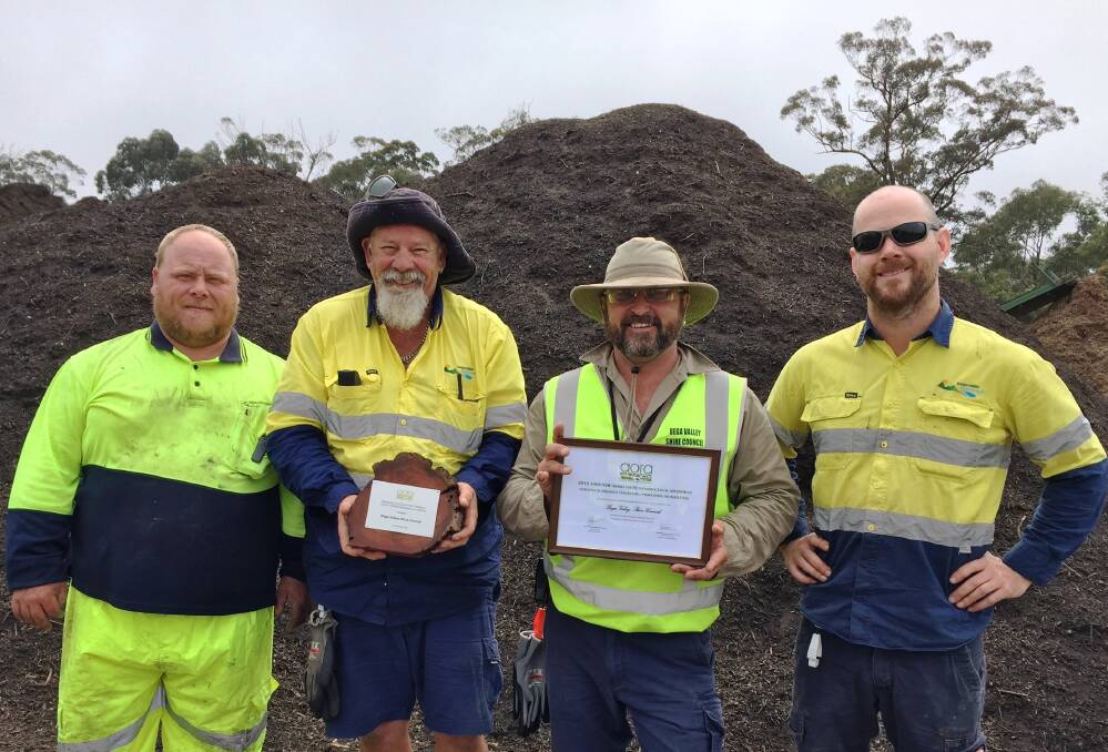 The Bega Valley Shire Council compost crew Michael Randall, Glenn Alexander, Mick Yarra and Luke Hamilton celebrating their recognition.