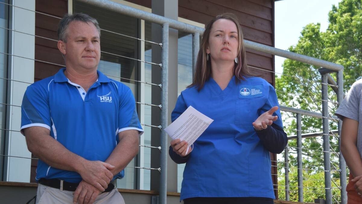 Pippa Watts (right) spoke on behalf of the NSW Nurses and Midwives' Association who had serious concerns over adequate staffing levels at the new hospital.