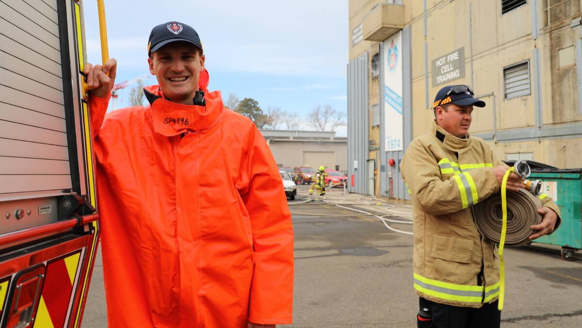 Fired up: Merimbula Fire and Rescue's Harrison Peters finishing his Hazmat training in Sydney. 