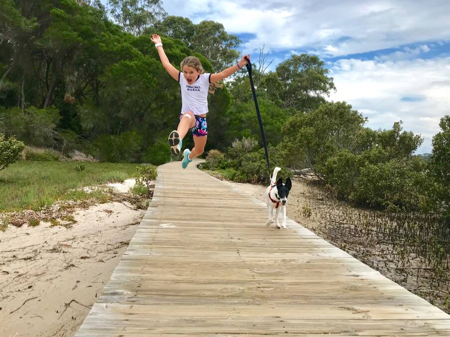 Fit pals: Skylar Roberts and super dog Archie completed their goal of 50km.