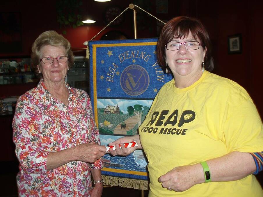 Bega Evening VIEW member Ann Ubrihien, presents Christine Welsh with a thank you gift after her inspiring talk on the work being done in the Bega Valley. Photo: Supplied