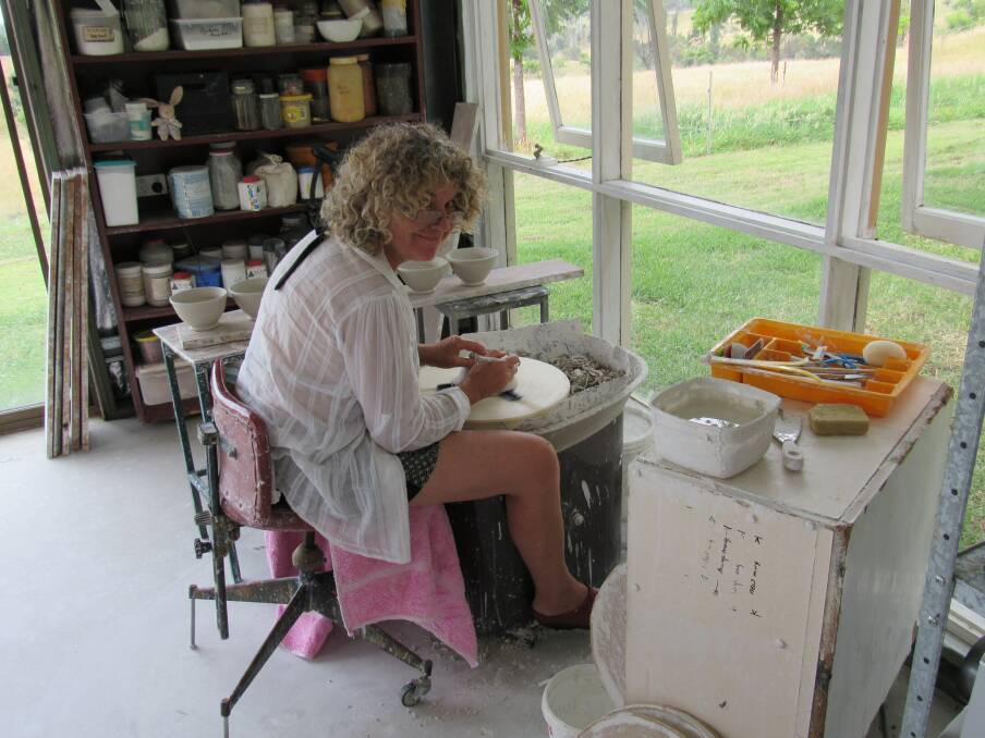 Emily Laszuk is inviting the public to have a spin on her pottery wheel during the studio trail. Photo: Supplied