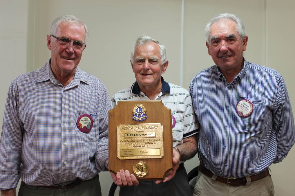 LONG SERVICE: Bega Lions Alex Langworthy, Peter Wiley and Bryson Banfield have all received the Melvin Jones Fellowship and each given 40 years to the community through Lions.
