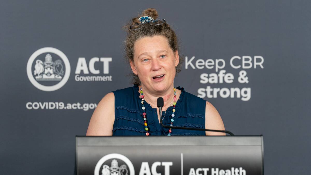 ACT chief health officer Dr Kerryn Coleman said household transmission was the source of a majority of new infections on Monday. Picture: Richard Thompson 