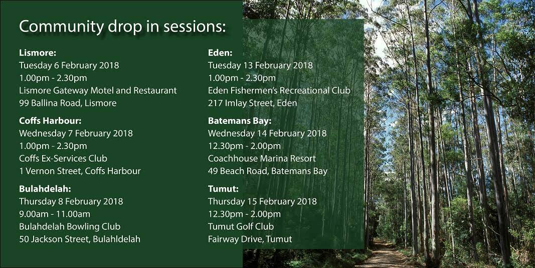Have your say: drop-in centres to discuss renewal of regional forest agreements