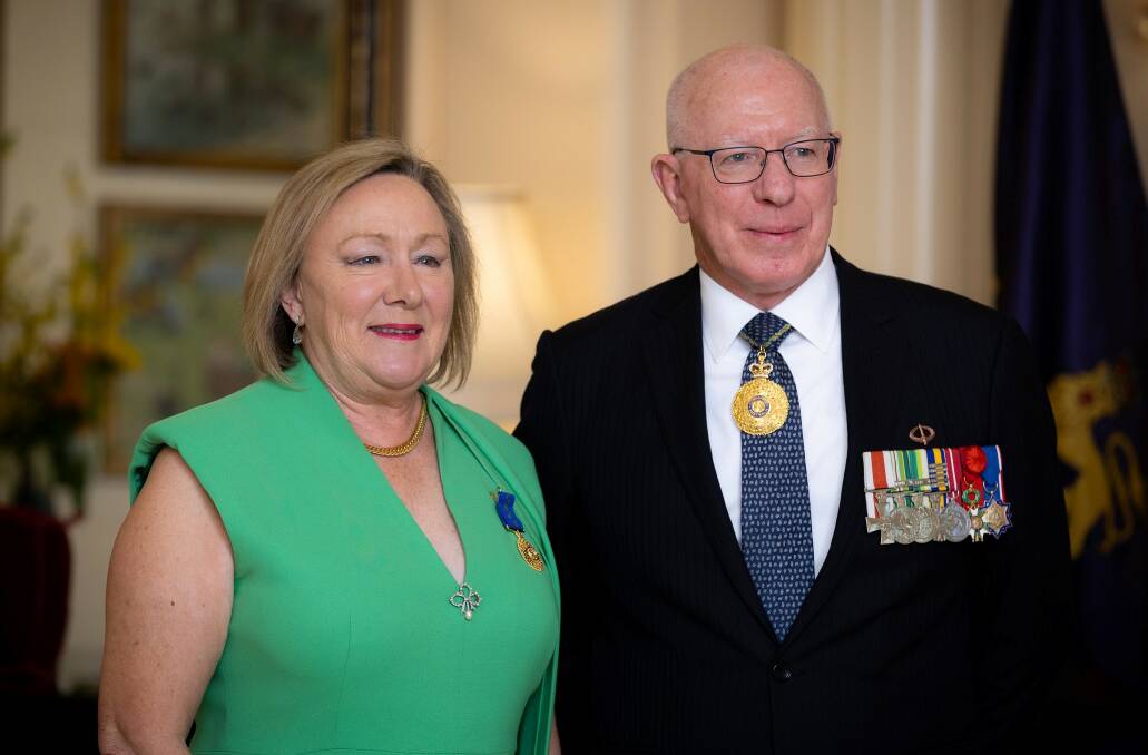 Rowena Abbey receiving her Order of Australia Medal for services to local government and the Yass community from Governor General General David Hurley ASC DC late last year. Picture by Government House, Canberra.