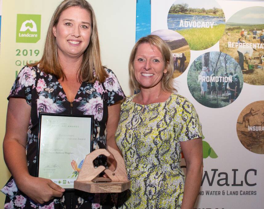 Australian Government Partnerships for Landcare Award: Saraya Robinson, of the City of Gold Coast Beaches to Bushland program, with Emma Jackson, chair of the Cape York Region Group 