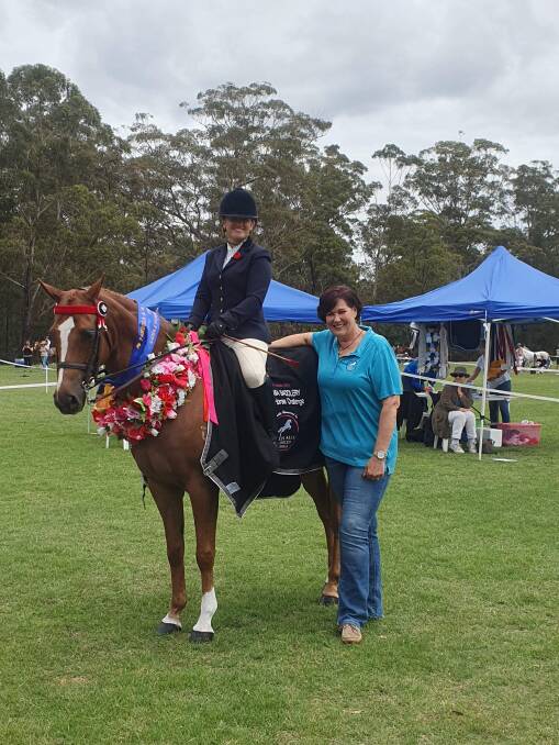 Kate Otton with Carlingford Park Maserati and event sponsor Sharon Donnelly of Glen Mia Saddlery, Bega.