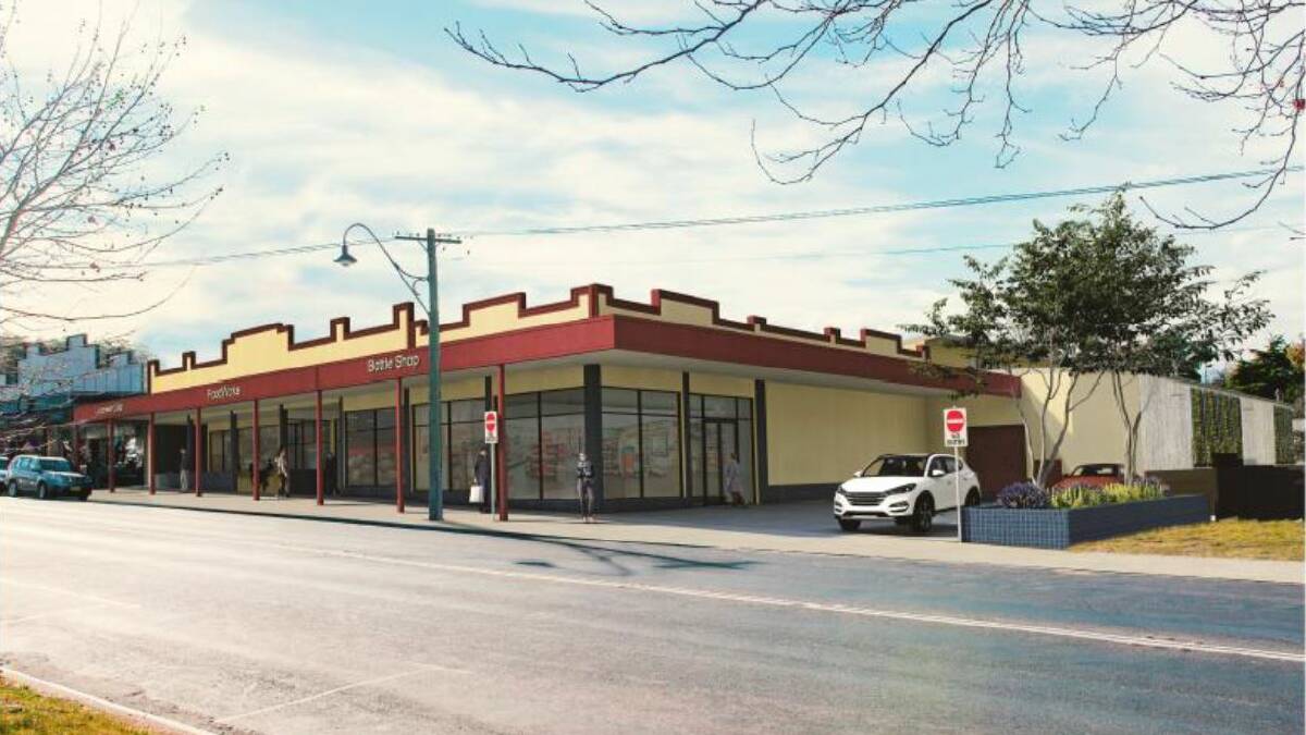 The most recent amended facade of the proposed supermarket planned for the site of the Royal Willows Hotel, Pambula. Picture file