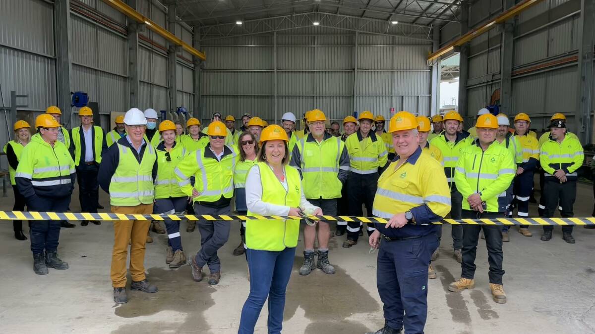Member for Eden-Monaro Kristy McBain and Malcolm McComb Pentarch Group chairman, at the opening of the rebuilt workshops, August 2022. Picture supplied 