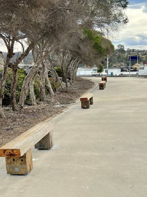 Recycled timber benches