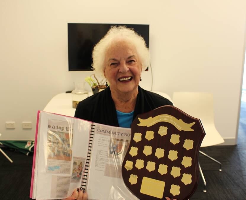 BEST IN THE STATE: Jan Humphreys of the Pambula Merimbula CWA was named top CWA publicist in NSW at the recent state conference in Armidale. Jan is seen here with her cuttings book and the perpetual trophy.