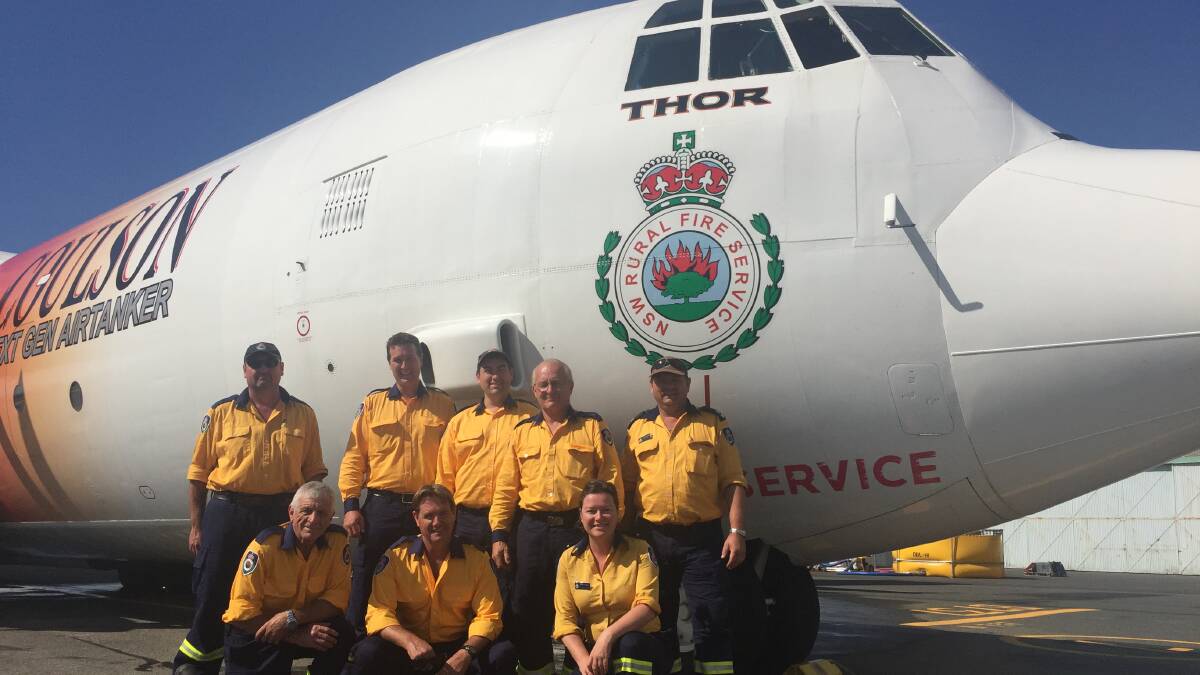 THOR: The team was at Launceston Airport getting ready to come home just as the C130 Hercules Water Tanker "Thor" arrived to assist in the effort. 